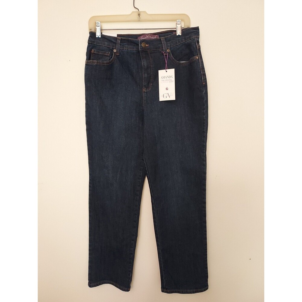 Gloria Vanderbilt Amanda Blue Denim Jeans Womens Size 12S Stretch Slimming NEW